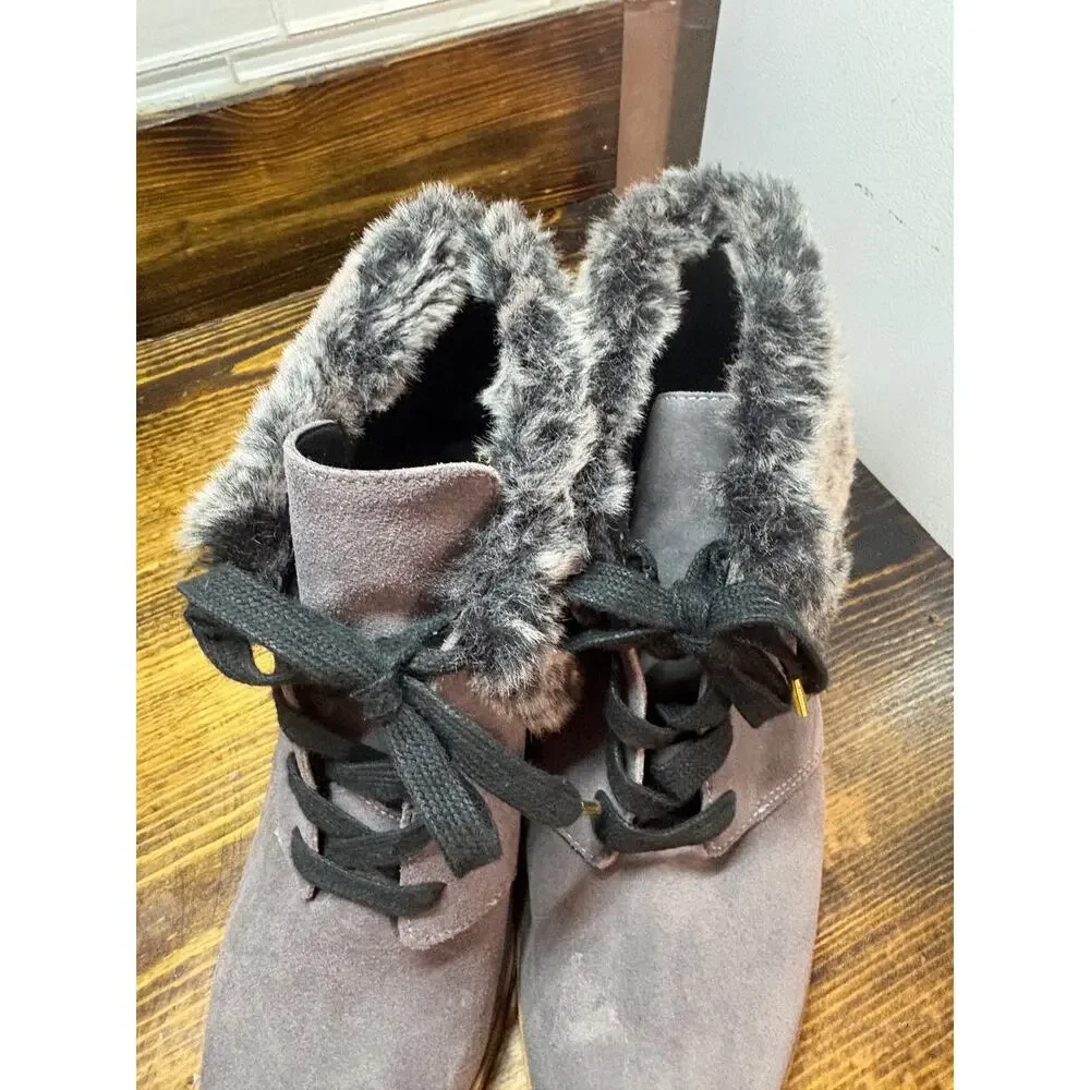 Cole Haan Gray Waterproof Fur Lined Wedges‎ Size 8
